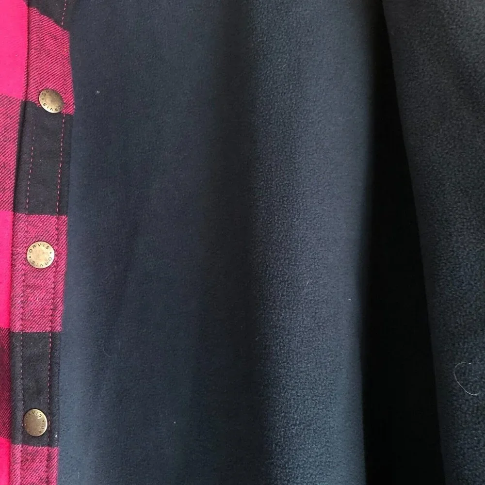 Orvis Women's Flannel Shirt Jacket Fleece Lined XXL 2XL Plaid Pink 100% Cotton - Picture 3 of 13